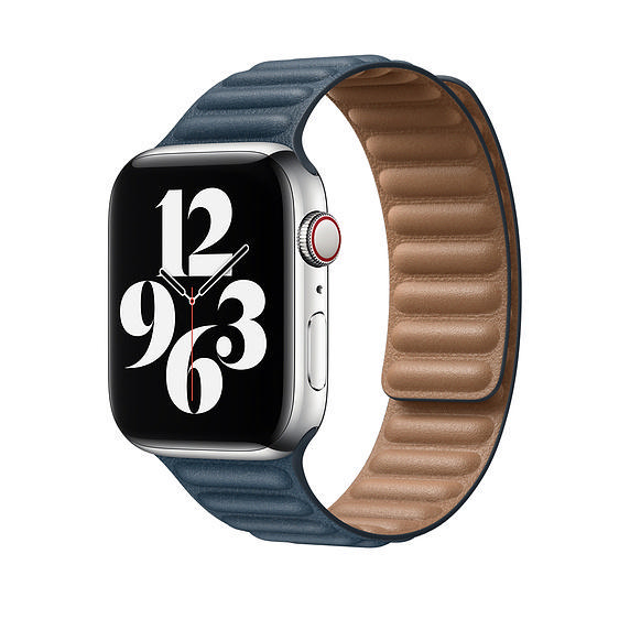 APPLE 44 mm mit Baltischblau Endstück, Apple, Lederarmband Ersatzarmband