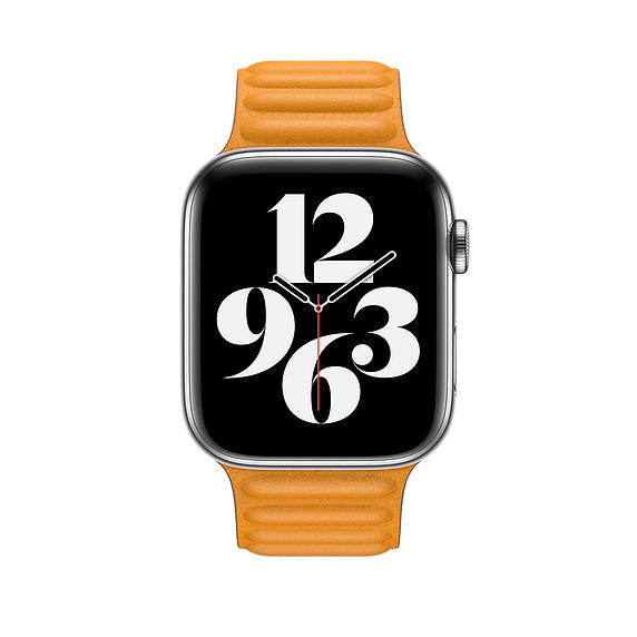 APPLE 44 mm Lederarmband mit Endstück, Ersatzarmband, California Poppy
