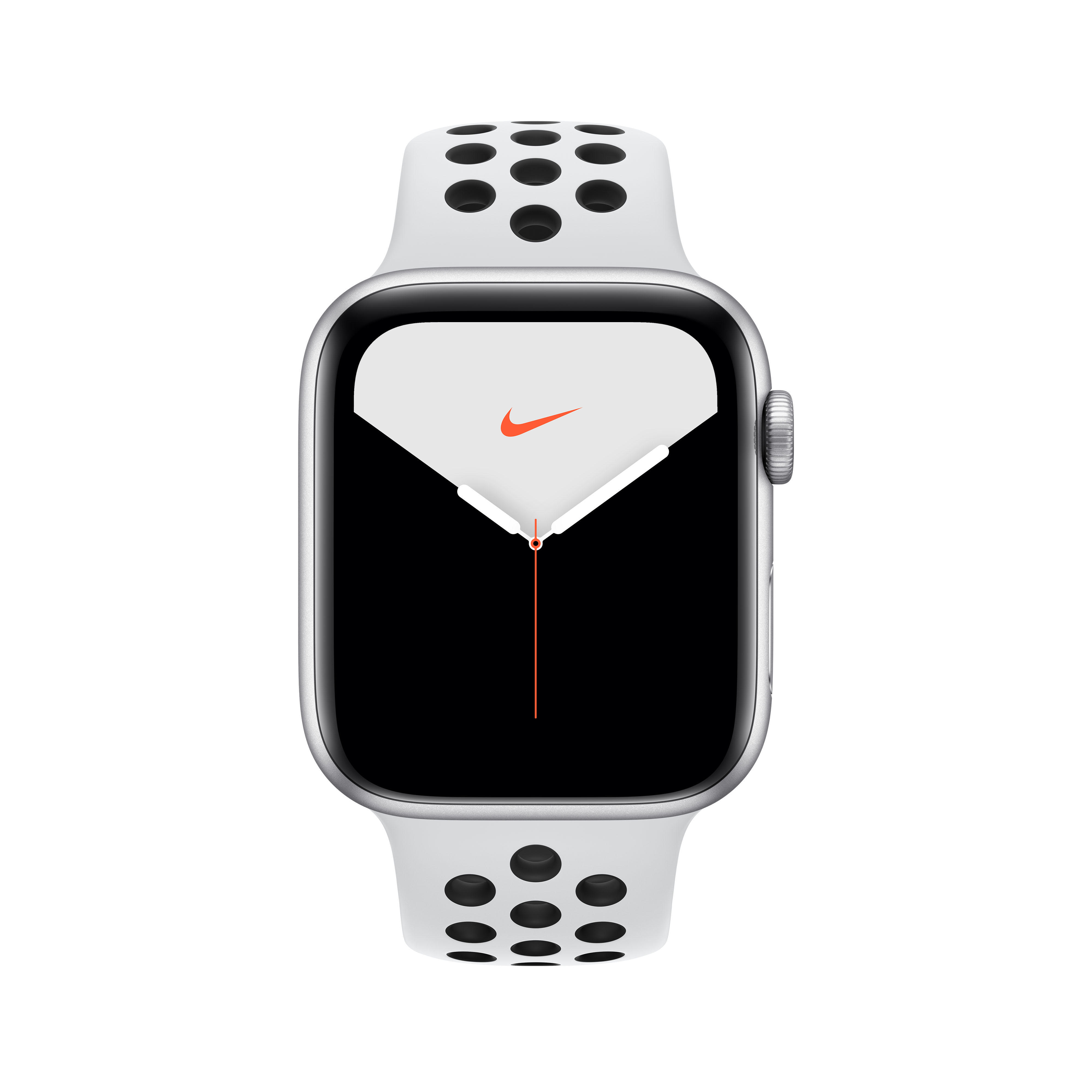 APPLE Watch - Gehäuse: mm , + (GPS Pure Schwarz, Nike Silber 200 Cellular) Smartwatch 44mm Armband: 5 Series 140 Fluorelastomer, Platinum Aluminium