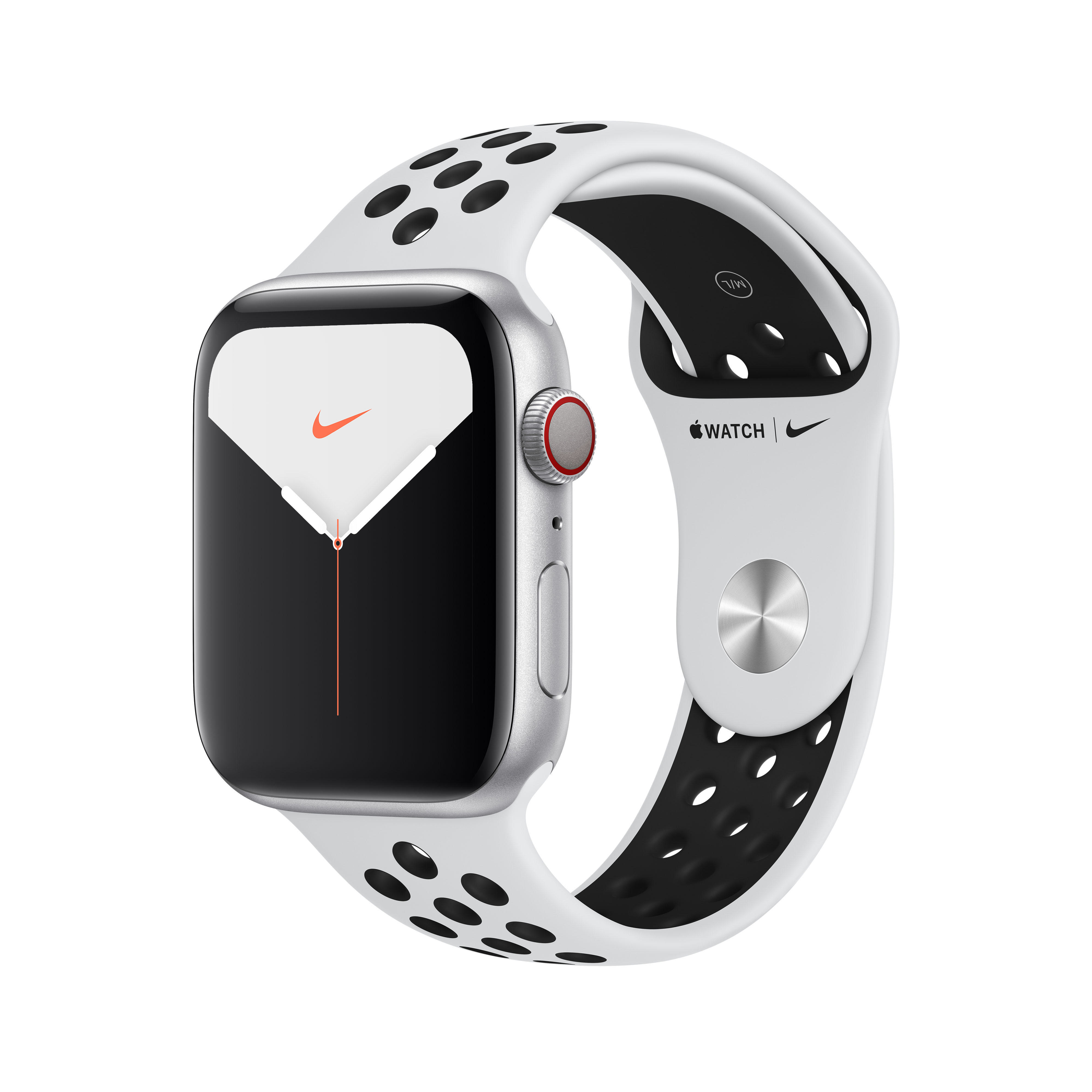 Watch Platinum Cellular) - 140 Schwarz, Silber Pure 200 44mm mm Nike Series Fluorelastomer, Armband: Aluminium (GPS , + Gehäuse: APPLE 5 Smartwatch