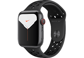 APPLE Watch Nike Series 5 (GPS + Cellular) 44mm Smartwatch Aluminium Fluorelastomer, 140 - 200 mm , Armband: Anthrazit Schwarz, Gehäuse: Space Grey