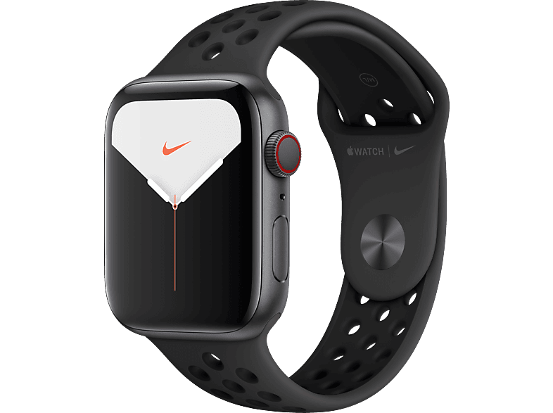 APPLE Watch (GPS Fluorelastomer, - Armband: Gehäuse: Cellular) Anthrazit 44mm + 200 , Series Grey 5 Nike Smartwatch Aluminium Schwarz, 140 Space mm