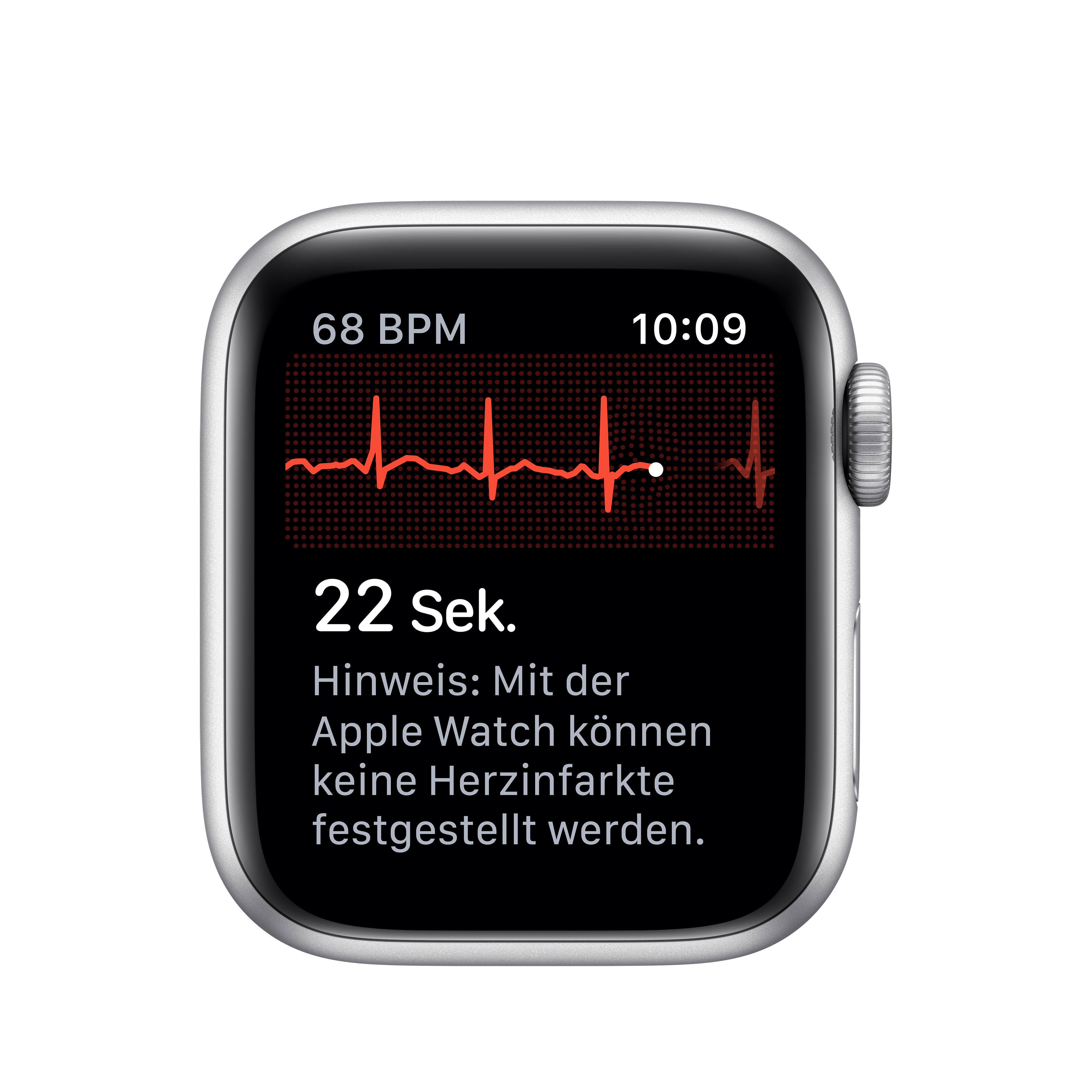 APPLE Watch Nike Series 5 40mm Smartwatch Aluminium Fluorelastomer, 130 - 200 mm, Armband: Pure  Platinum Schwarz, Gehäuse: Silber