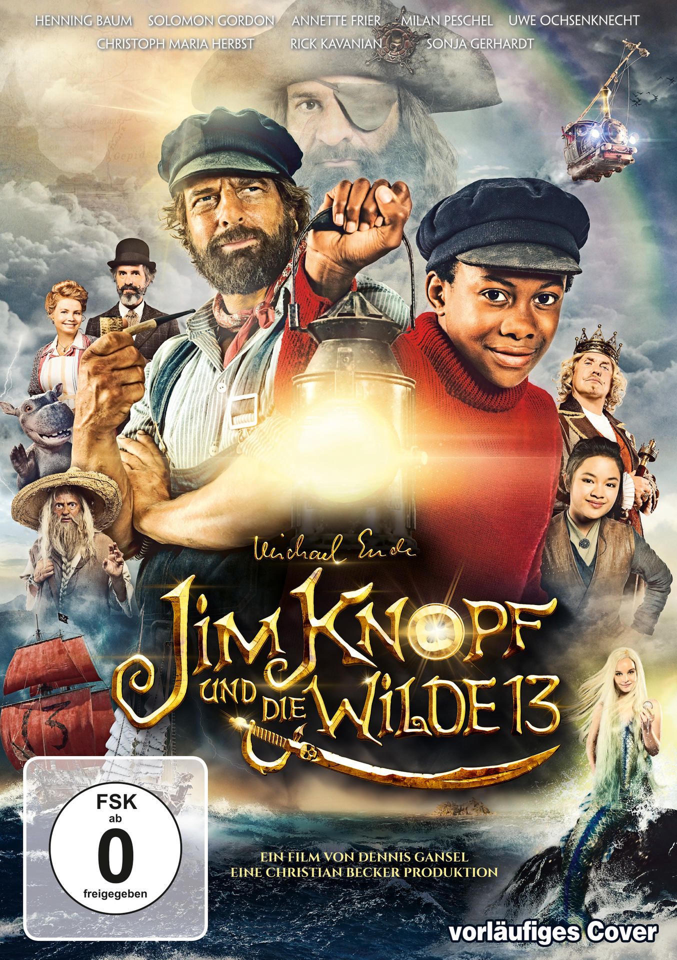 DVD-Cover: Jim Knopf und die Wilde 13, mit Figuren in einer Fantasiewelt.
