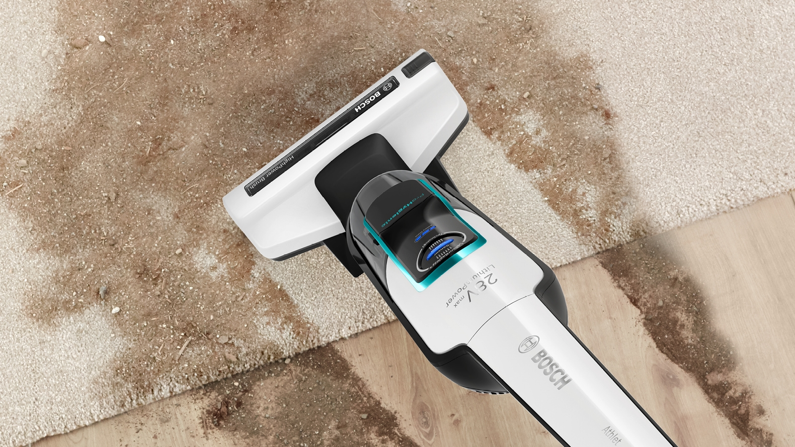 Aspirador escoba - Bosch BCH86HYG2, 28V, 0.9 L, Tecnología de iones de litio, Autonomía 60 min, Blanco
