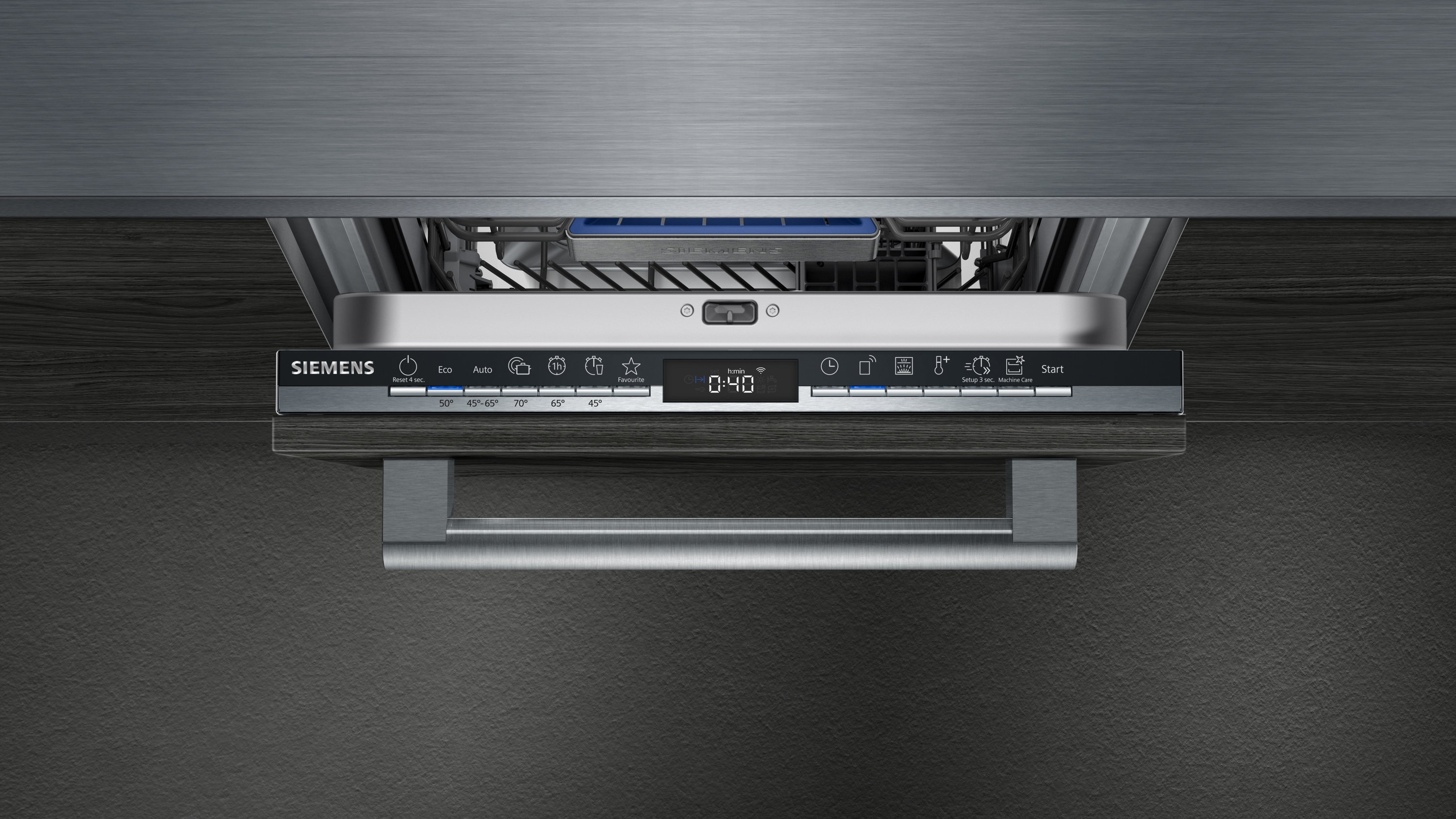 Lavavajillas integrable - Siemens SR63EX28KE, 9 servicios, 5 programas, 45 cm, Motor iQdrive™. Inox
