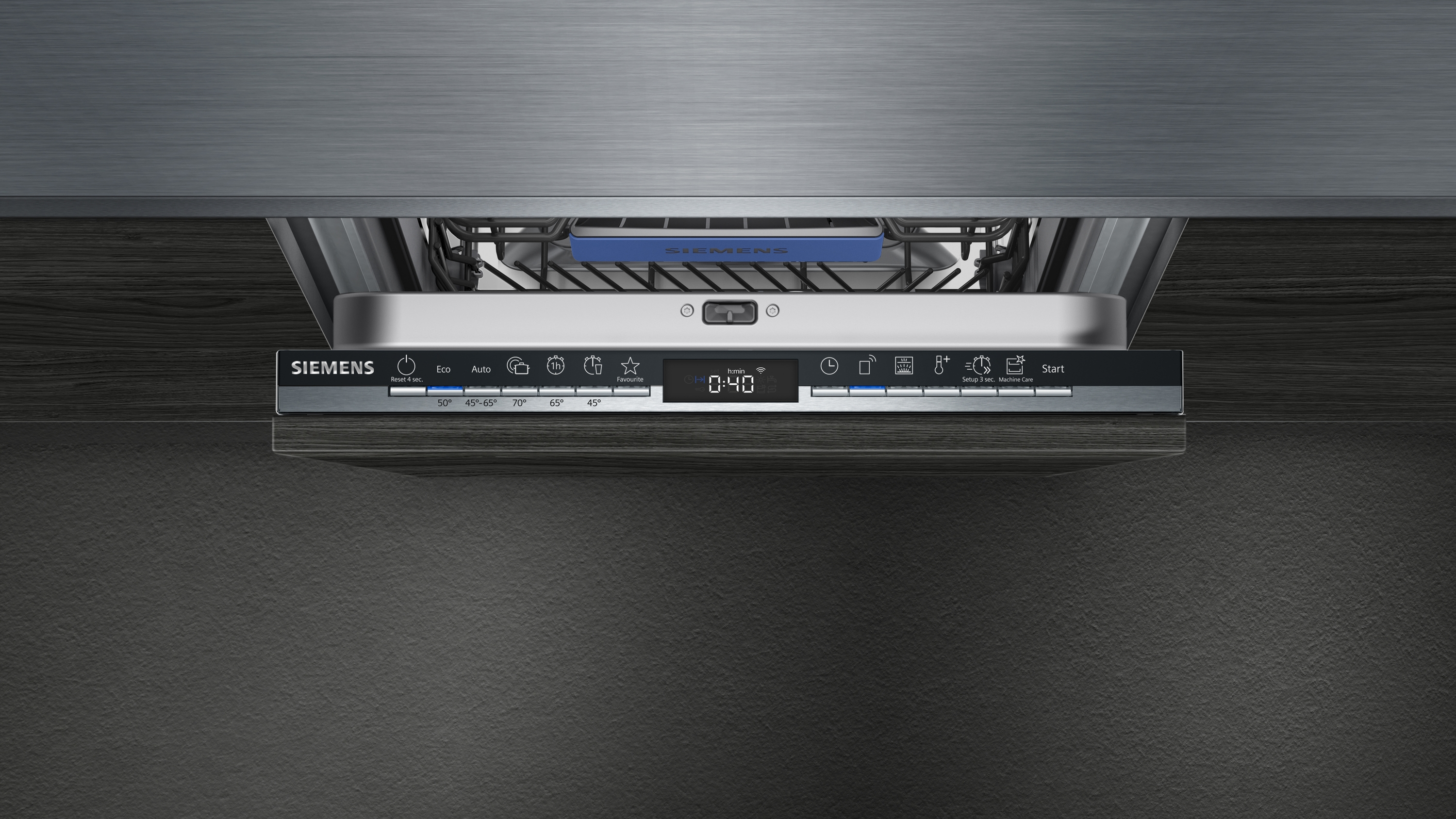 Lavavajillas - Siemens SR93EX28ME, 9.5 l, 10 servicios, 8 programas, Home Connect, Eco, Rápido, Gris