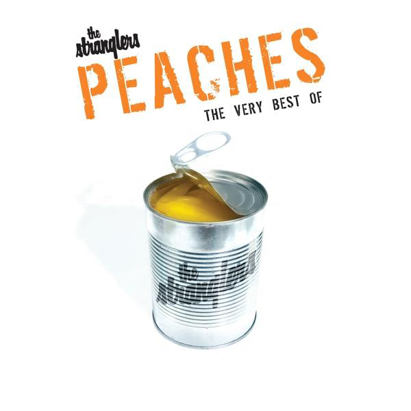 Albumcover: Geöffnete Pfirsichdose. Text: 'Peaches, The Very Best Of' von The Stranglers.
