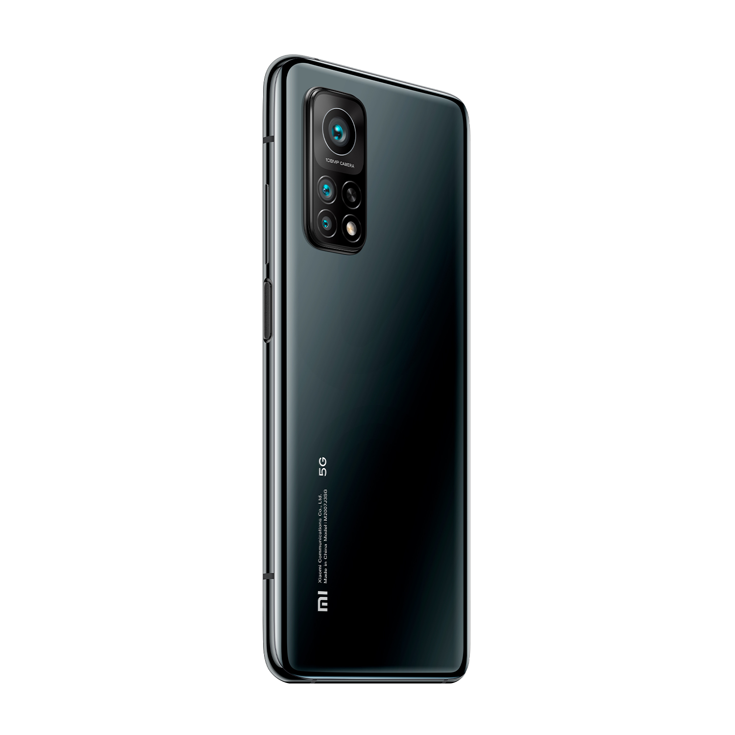 Smartphone negro con cámara y etiqueta 5G.