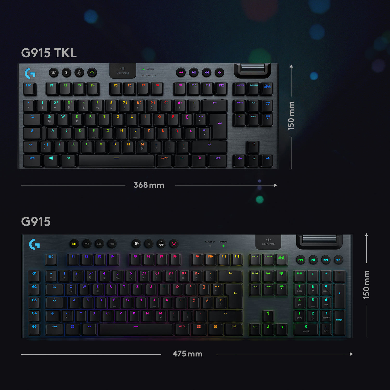 LOGITECH G915 TKL , Gaming Tastatur, Mechanisch, kabellos, Graphit