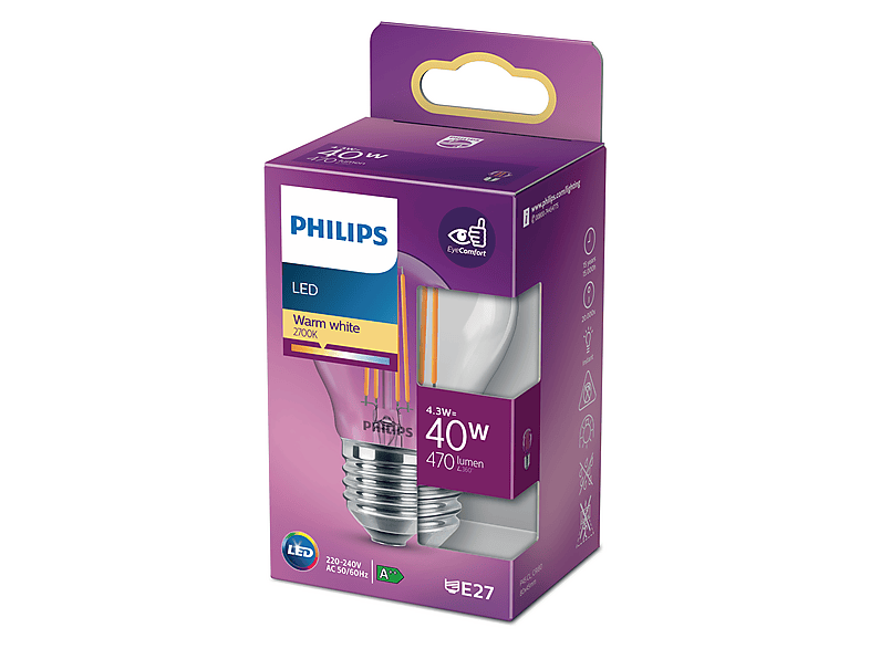 Philips Glühlampe LED classic 40W E27 WW P45 CL ND RFSRT4; LED Lampe — Foto 3 von 5