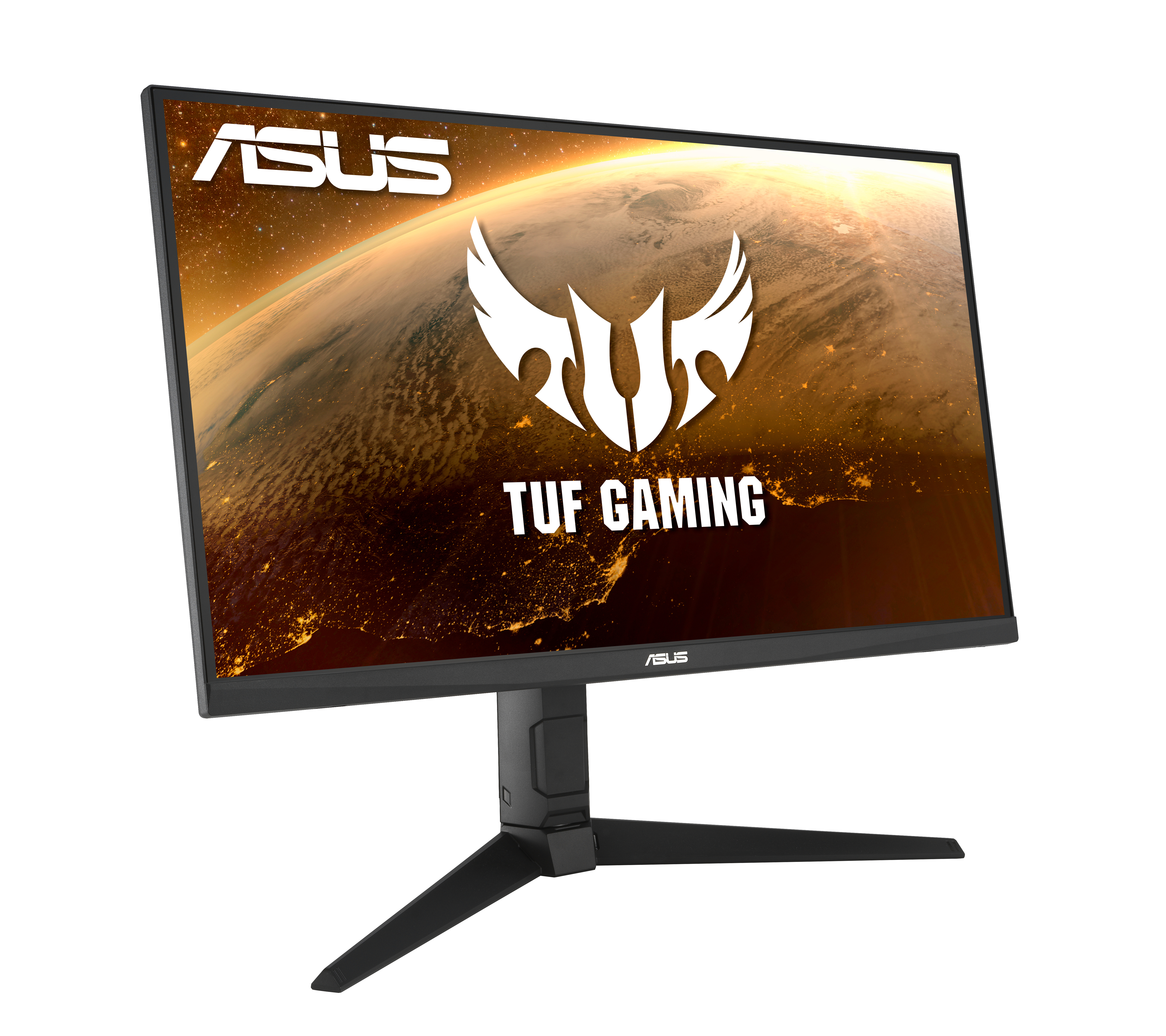 Ein ASUS TUF Gaming Monitor mit Logo auf weißem Hintergrund.