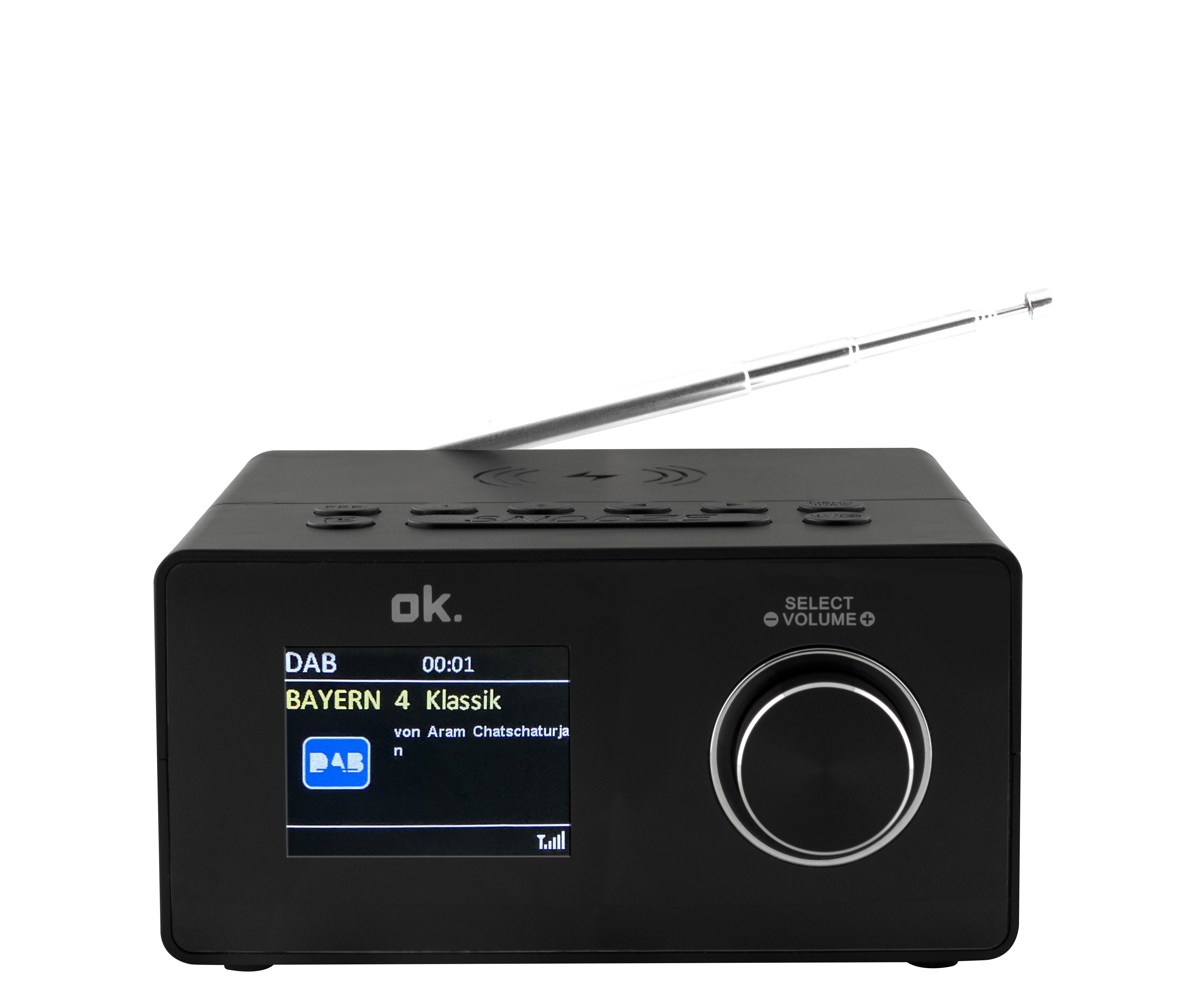 OK. OCR 530-B FM, Radiowecker, Bluetooth, DAB+, Schwarz