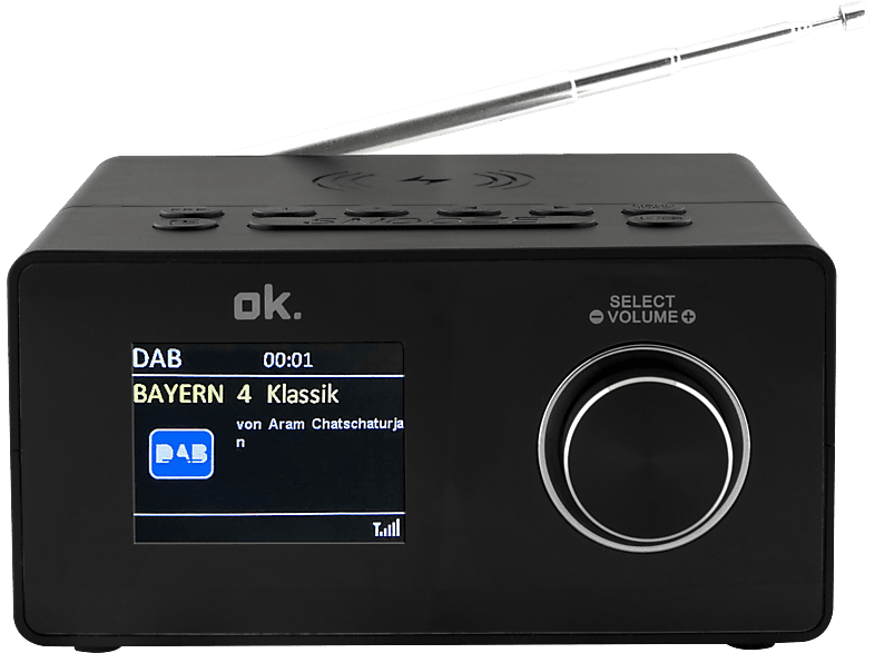 OK. OCR DAB+, 530-B Schwarz Radiowecker, Bluetooth, FM