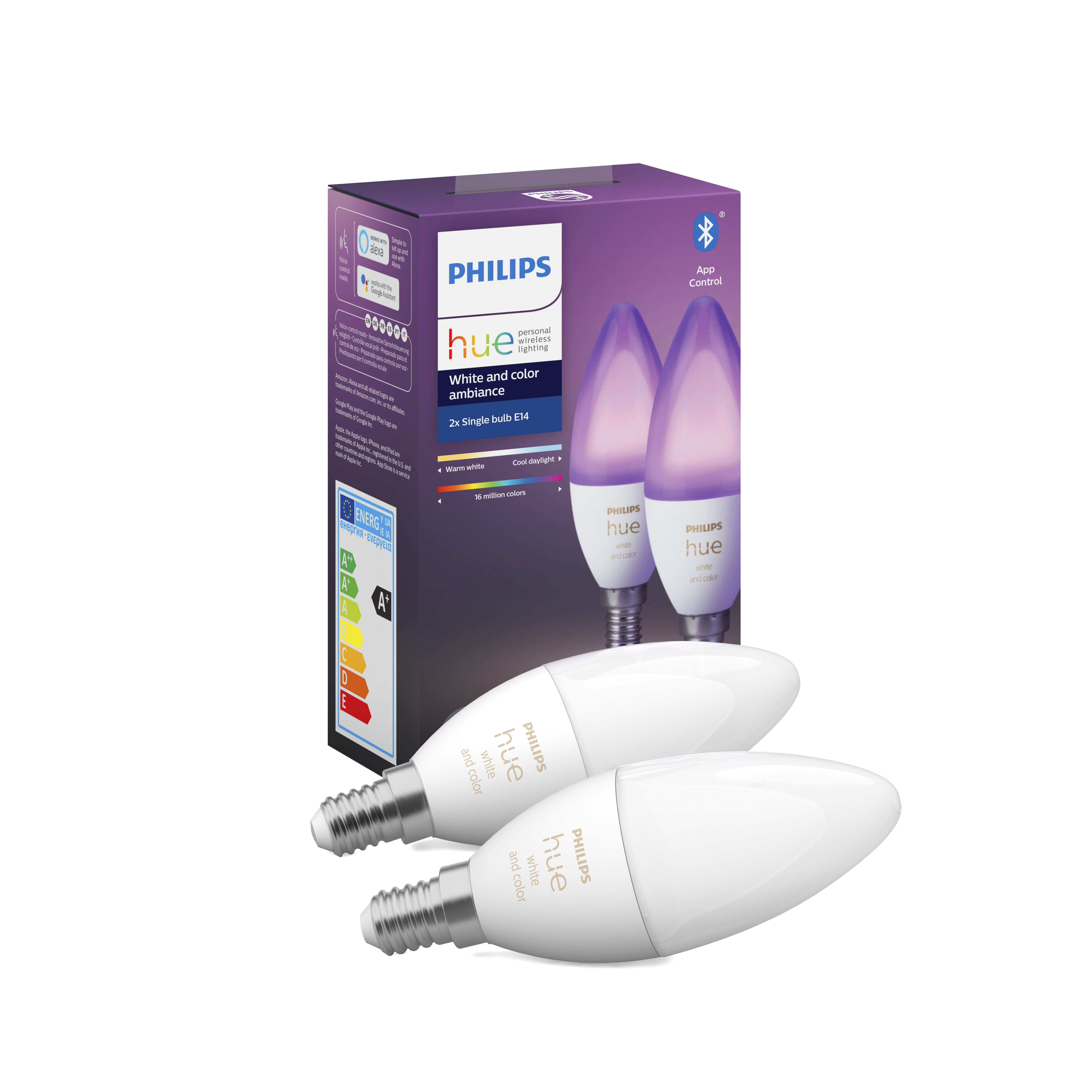 PHILIPS White & Col. Amb. E14 Doppelpack 2x470lm Lampe Mehrfarbig