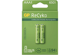GP ReCyko NiMH Tölthető akkumulátor, HR03 (AAA) 650mAh, 2db, vezeték nélküli telefonokhoz (B2416)