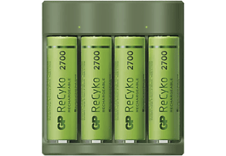 GP ReCyko B421 USB Akkumulátortöltő + 4xAA 2700mAh ReCyko előtöltött akkumulátor (B52427U)