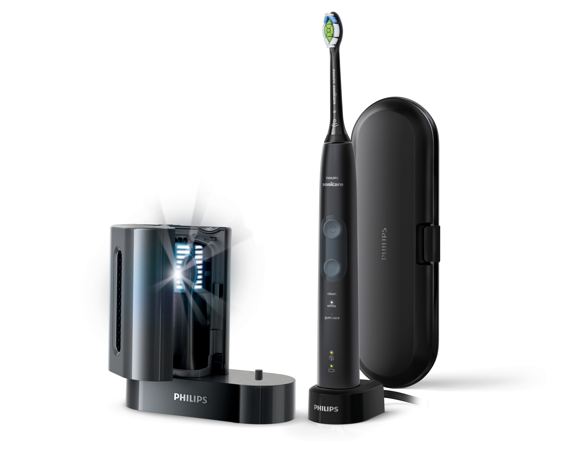 PHILIPS Sonicare HX6850/57 ProtectiveClean 5100 Elektrische Zahnbürste Schwarz/Grau, Reinigungstechnologie: Schalltechnologie