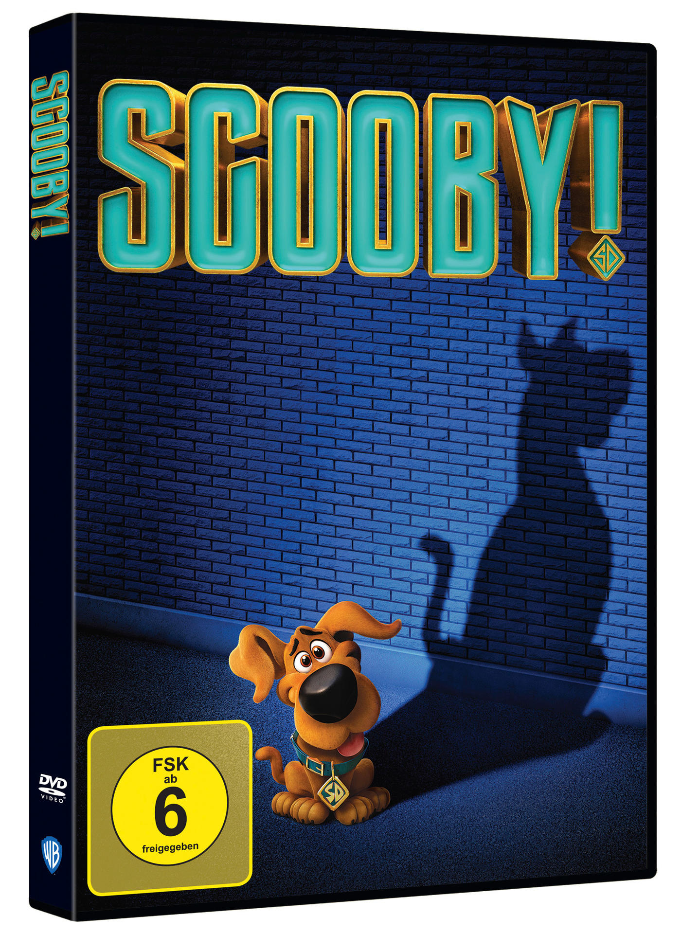 Scooby-Doo DVD-Hülle. Scooby ist auf dem Cover mit blauem Ziegelhintergrund.