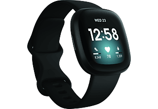 FITBIT Versa 3 - Gesundheits- & Fitness-Smartwatch (Silikon, Schwarz)