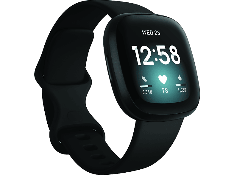 FITBIT Versa 3 Montre intelligente de sante et de remise en forme Silicone Noir MediaMarkt