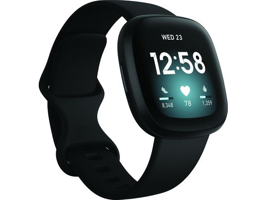 FITBIT Versa 3 - Gesundheits- & Fitness-Smartwatch (Silikon, Schwarz)