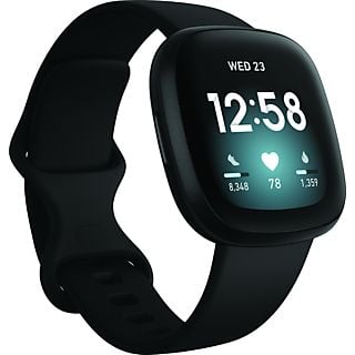 FITBIT Versa 3 - Gesundheits- & Fitness-Smartwatch (Silikon, Schwarz)