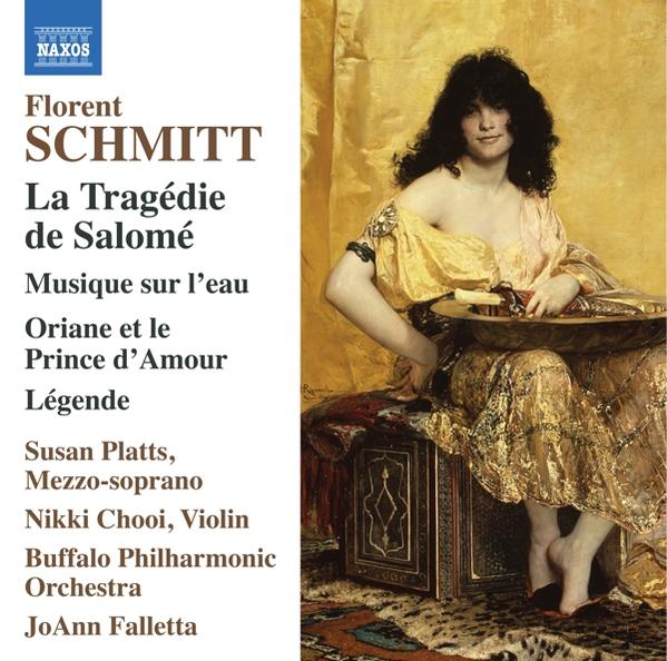Albumcover für Florent Schmitts La Tragédie de Salomé, mit einem Kunstwerk einer Frau.