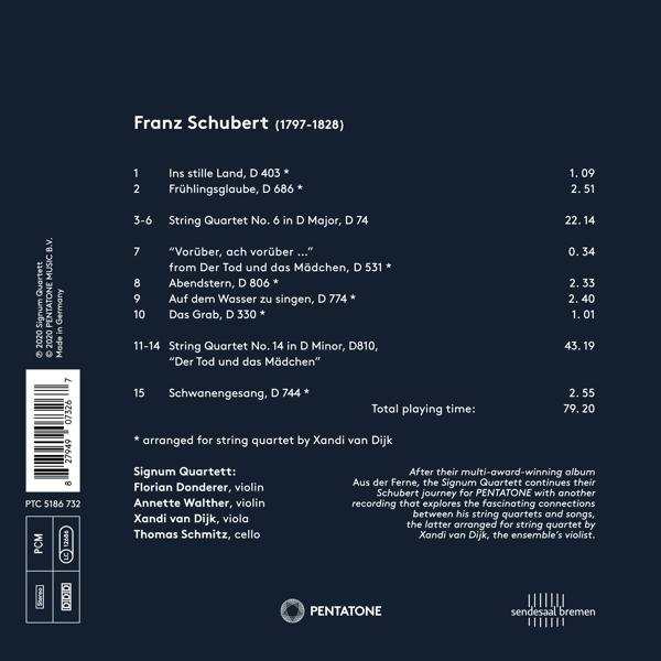 Ein Musikalbum-Cover mit Details zu Franz Schuberts Musikkompositionen.