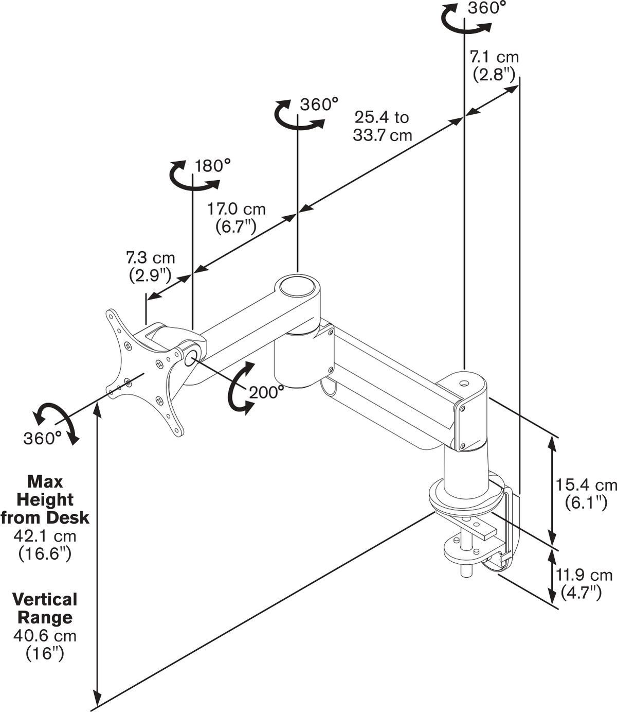 VOGELS Pied dynamique pour moniteur 10" - 29" (PFD 8543)
