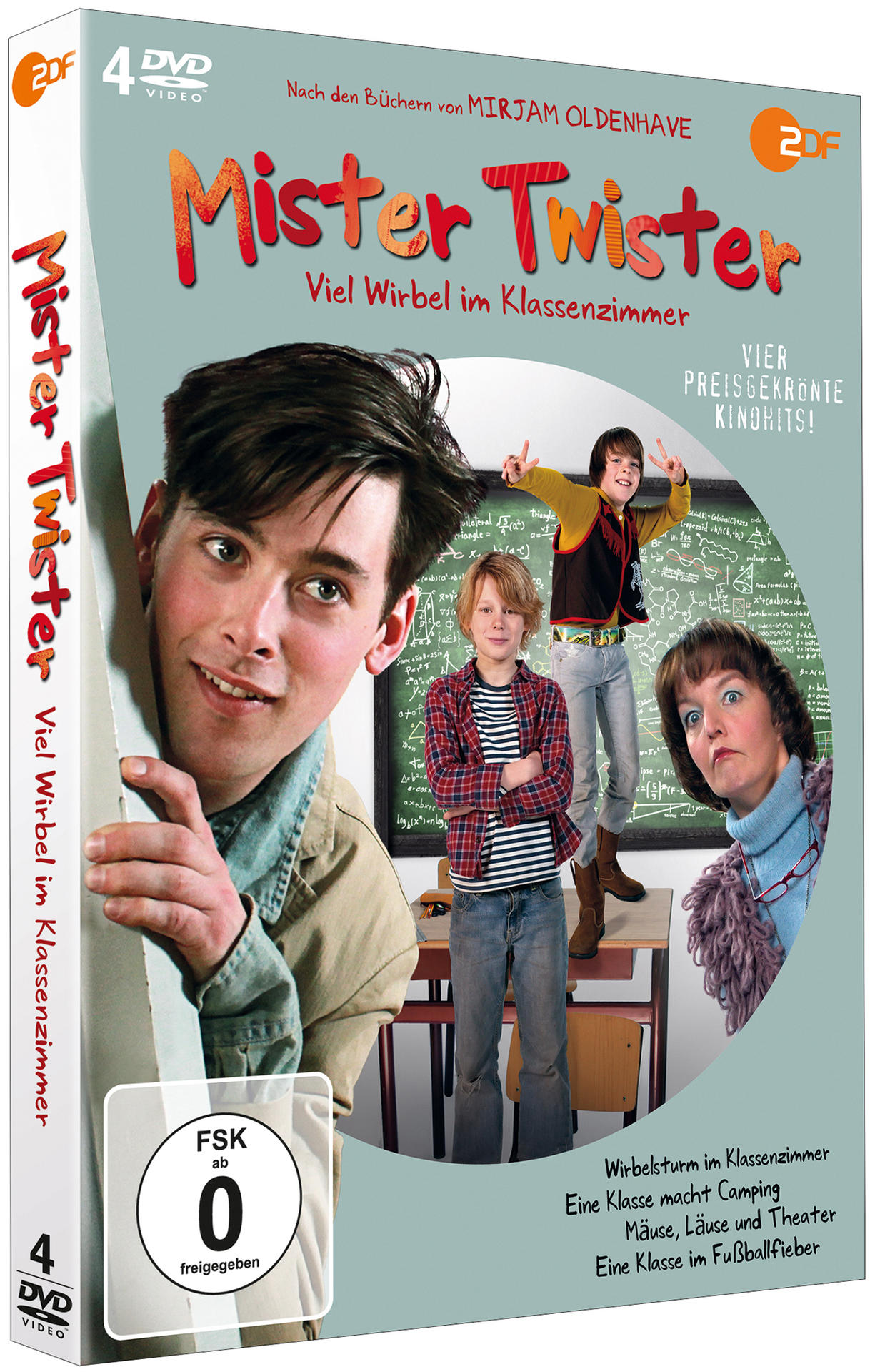 DVD-Cover von Mister Twister. Zeigt einen Jungen, drei Kinder und eine Frau. Text: 'Viel Wirbel im Klassenzimmer'.