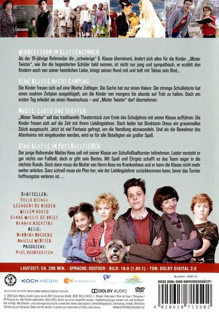 DVD-Cover mit einer Gruppe von Kindern und Erwachsenen. Text auf Deutsch. Im Hintergrund eine Hochzeitsszene und ein Klassenzimmer.