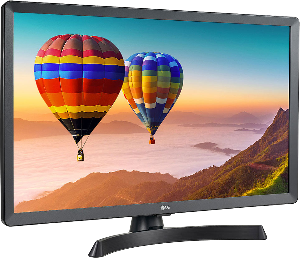 LG TV képernyő hőlégballonokat mutat hegyek és felhők felett.