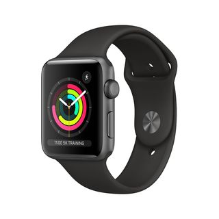 APPLE Watch Series 3 42 mm Smartwatch Aluminium Kunststoff, 140-210 mm, Armband: Schwarz / Gehäuse: Dunkelgrau