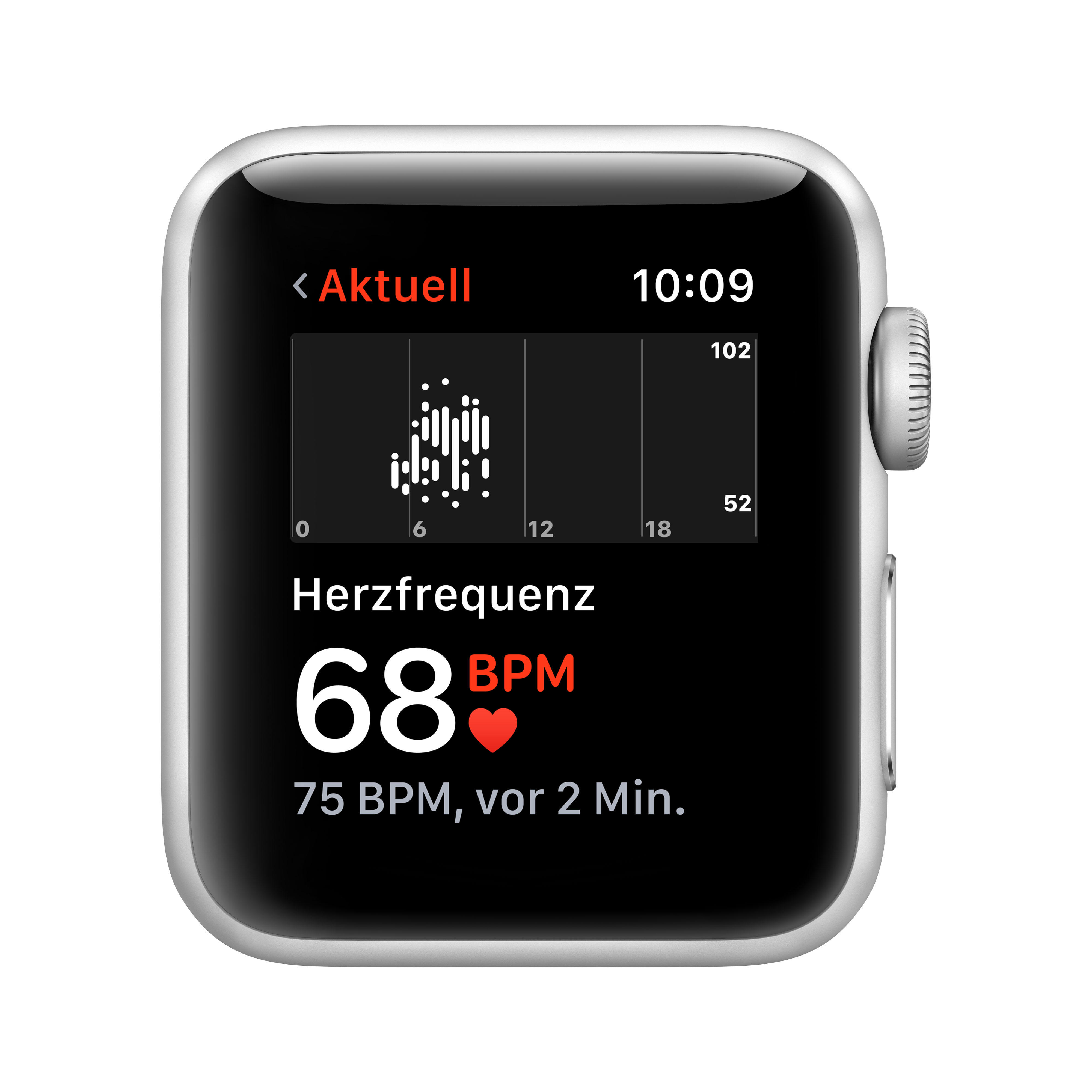 APPLE Watch Series 3 (GPS), 38 mm Aluminiumgehäuse Silber, Sportarmband Weiß Smartwatch Aluminium Kunststoff, 140-210 mm, Silber/Weiß