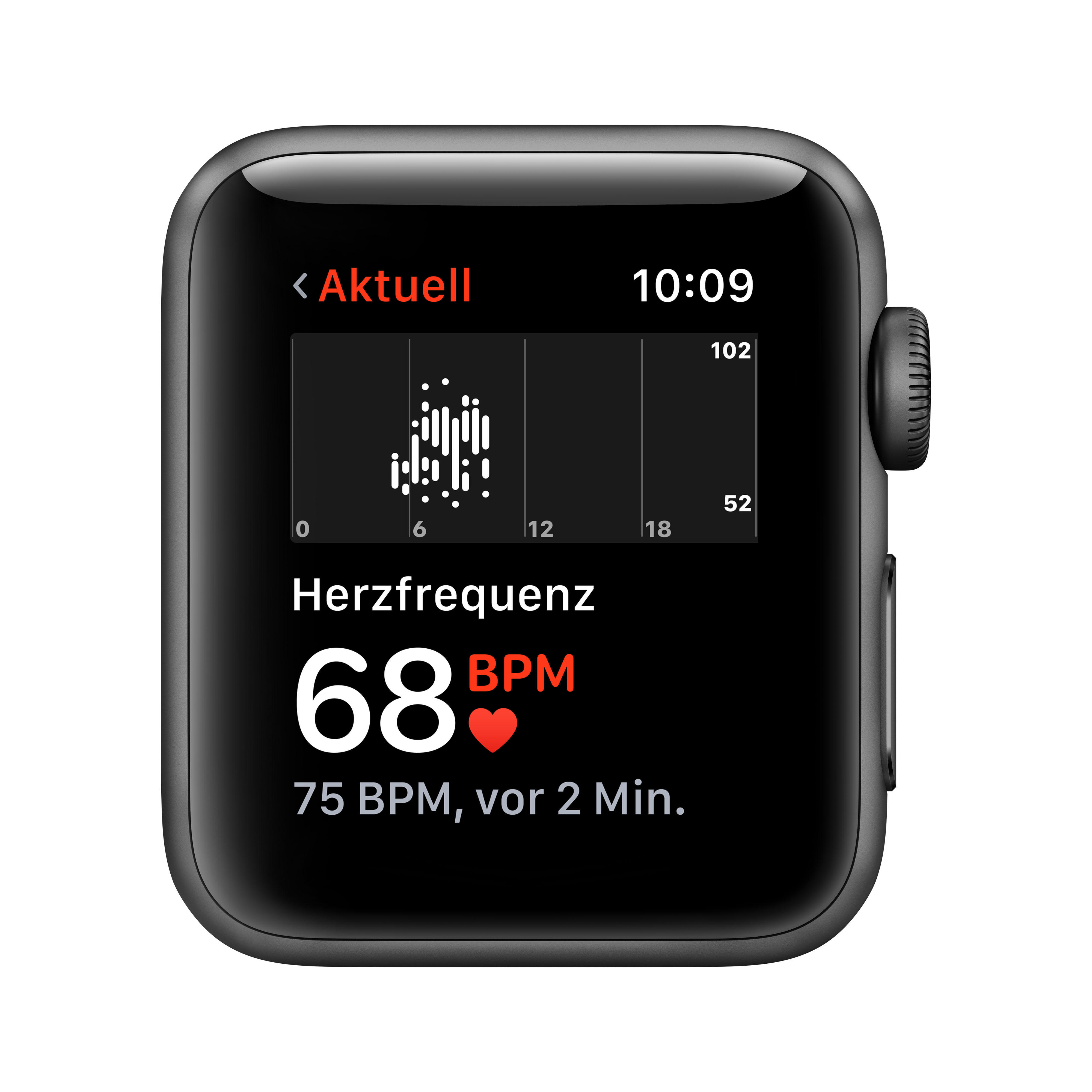 APPLE Watch Series 3 (GPS), 38 mm Aluminiumgehäuse Space Grau, Sportarmband Schwarz Smartwatch Aluminium Kunststoff, 140-210 mm, Schwarz/Space Grau