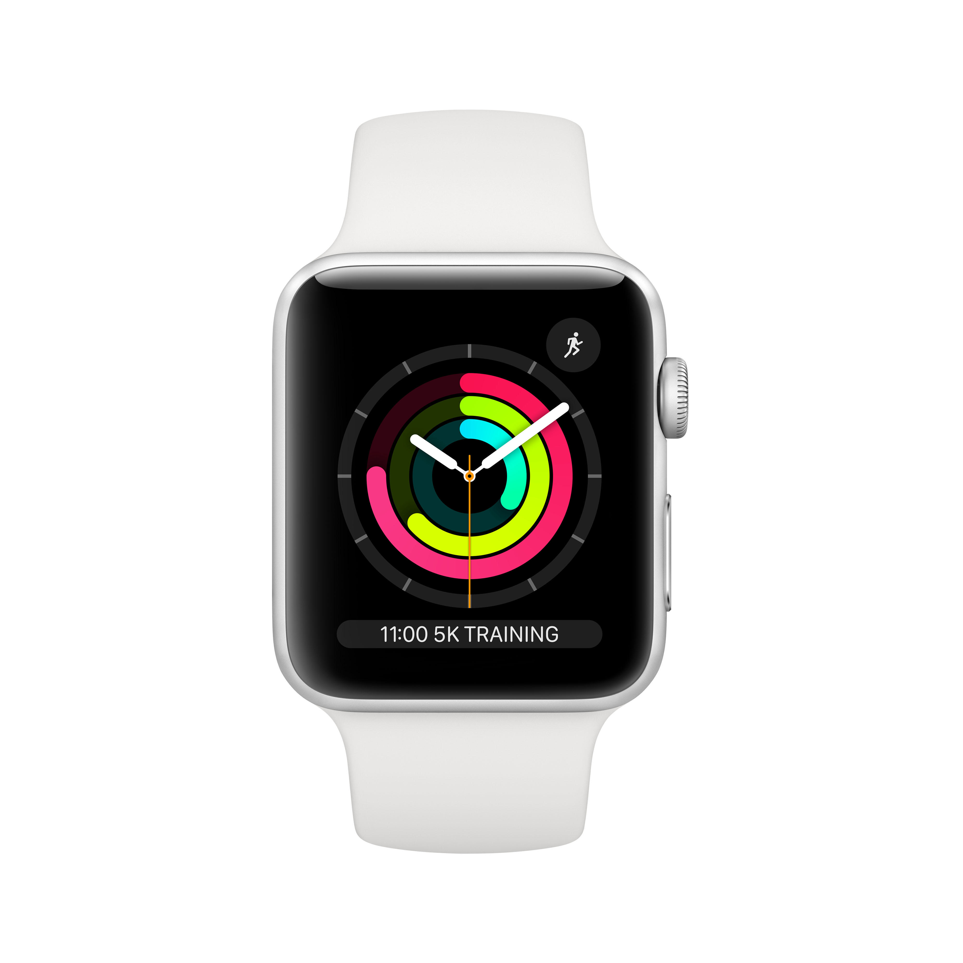 APPLE Watch Series 3 42 mm Smartwatch Aluminium Kunststoff, 140-210 mm, Armband: Weiß / Gehäuse: Silber