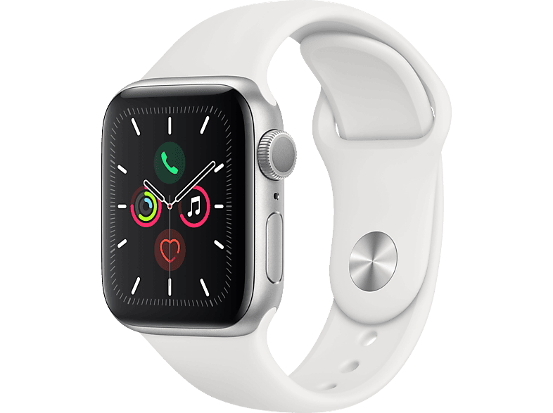 APPLE Watch Series 5 40mm Smartwatch Aluminium Fluorelastomer 130 200 mm Armband WeiB Gehause Silber