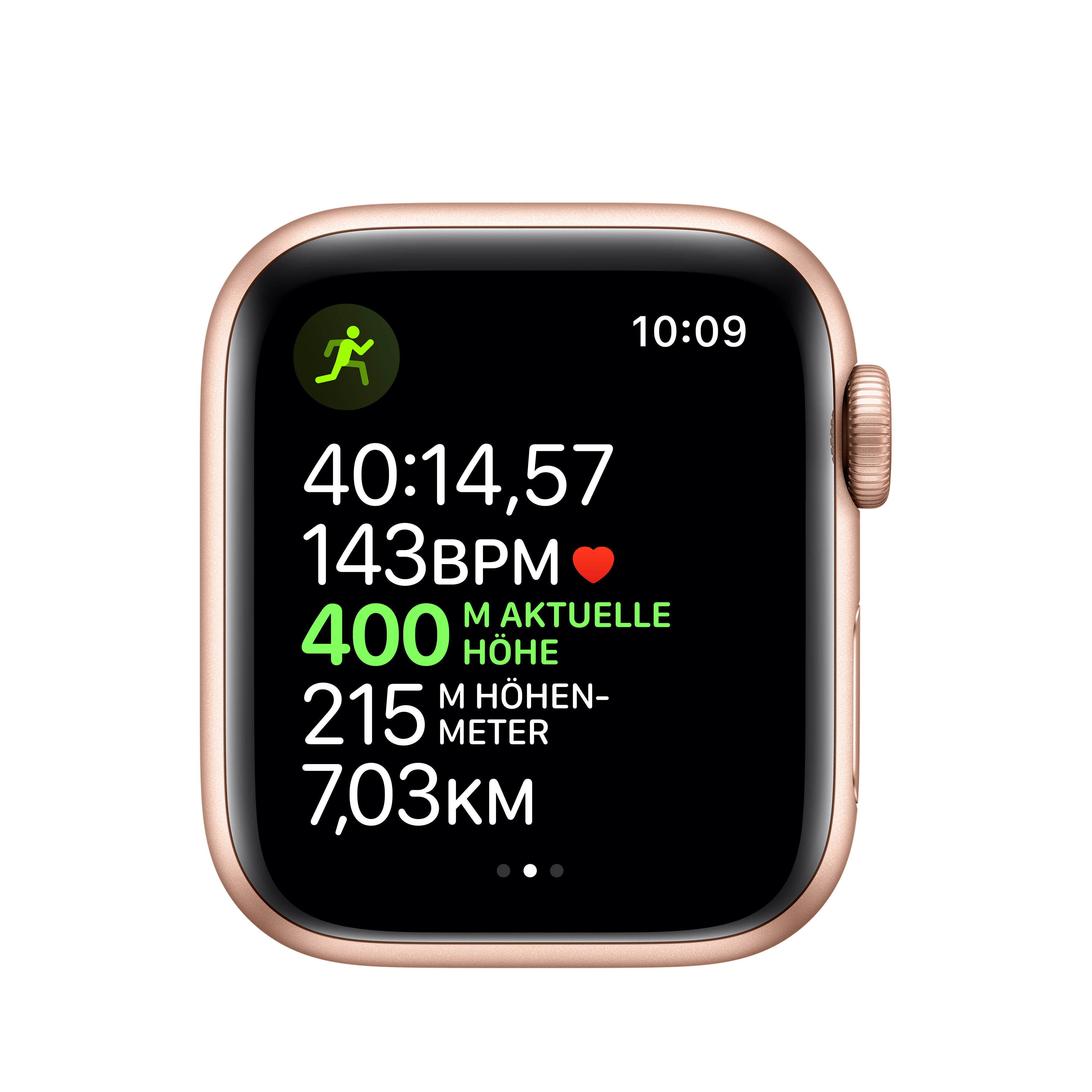 APPLE Watch Series 5 40mm Smartwatch Aluminium Fluorelastomer, 130 - 200 mm, Armband: Sandrosa, Gehäuse: Gold