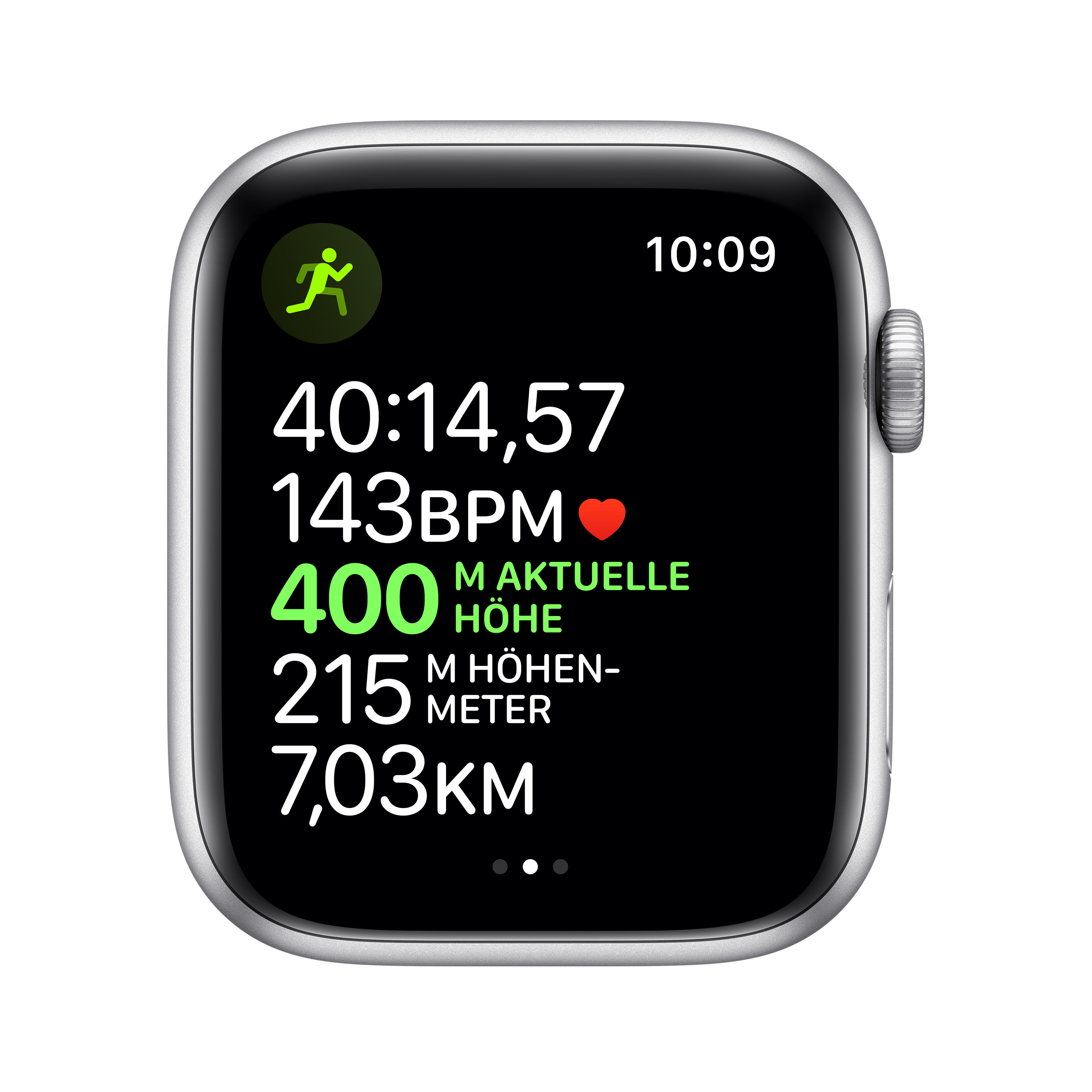 APPLE Watch Series 5 44mm Smartwatch Aluminium Fluorelastomer, 140 - 200 mm , Armband: Weiß, Gehäuse: Silber