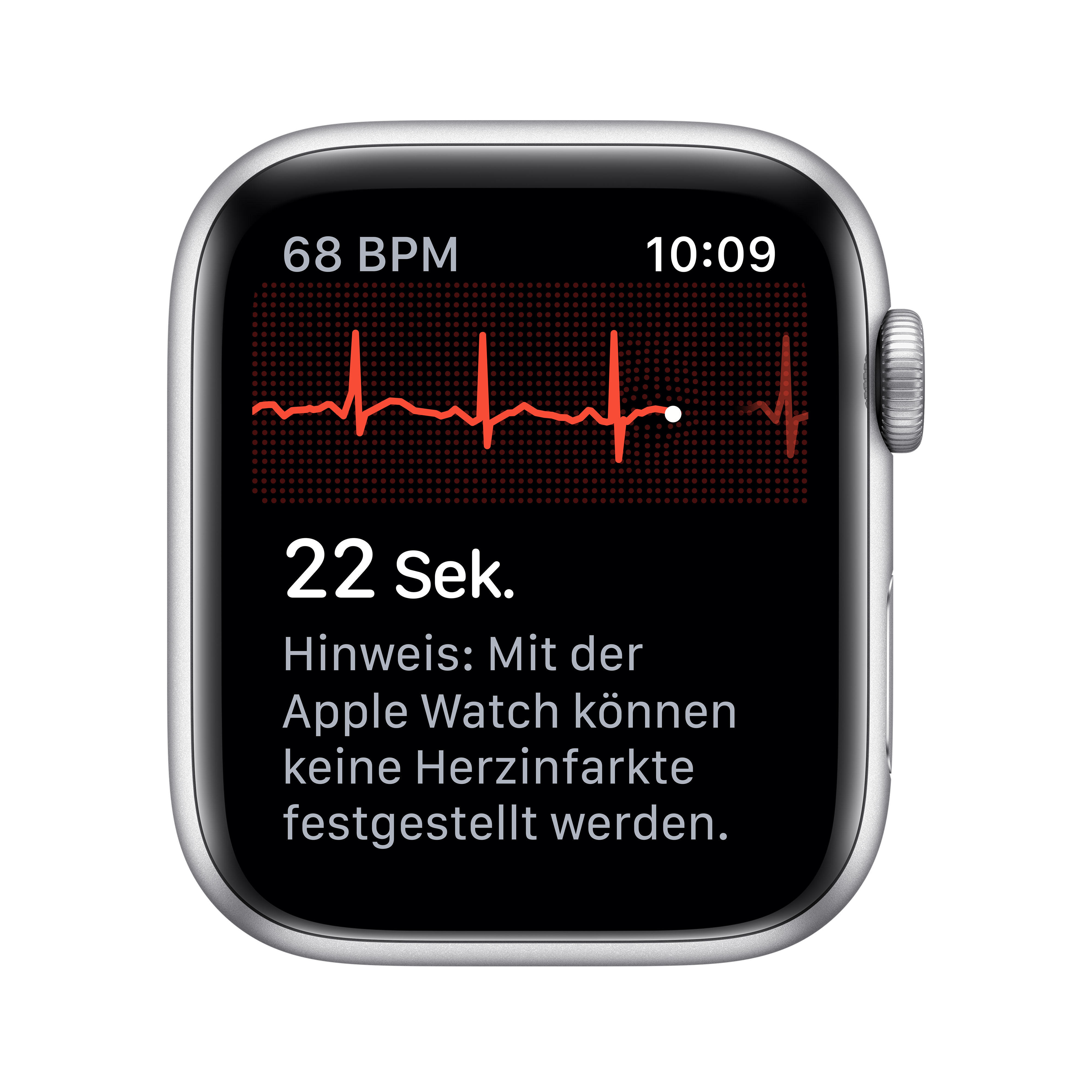 APPLE Watch Series 5 44mm Smartwatch Aluminium Fluorelastomer, 140 - 200 mm , Armband: Weiß, Gehäuse: Silber
