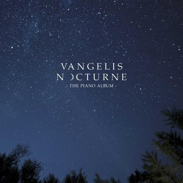 Pochette d'album avec ciel étoilé nocturne et texte : VANGELIS NOCTURNE.
