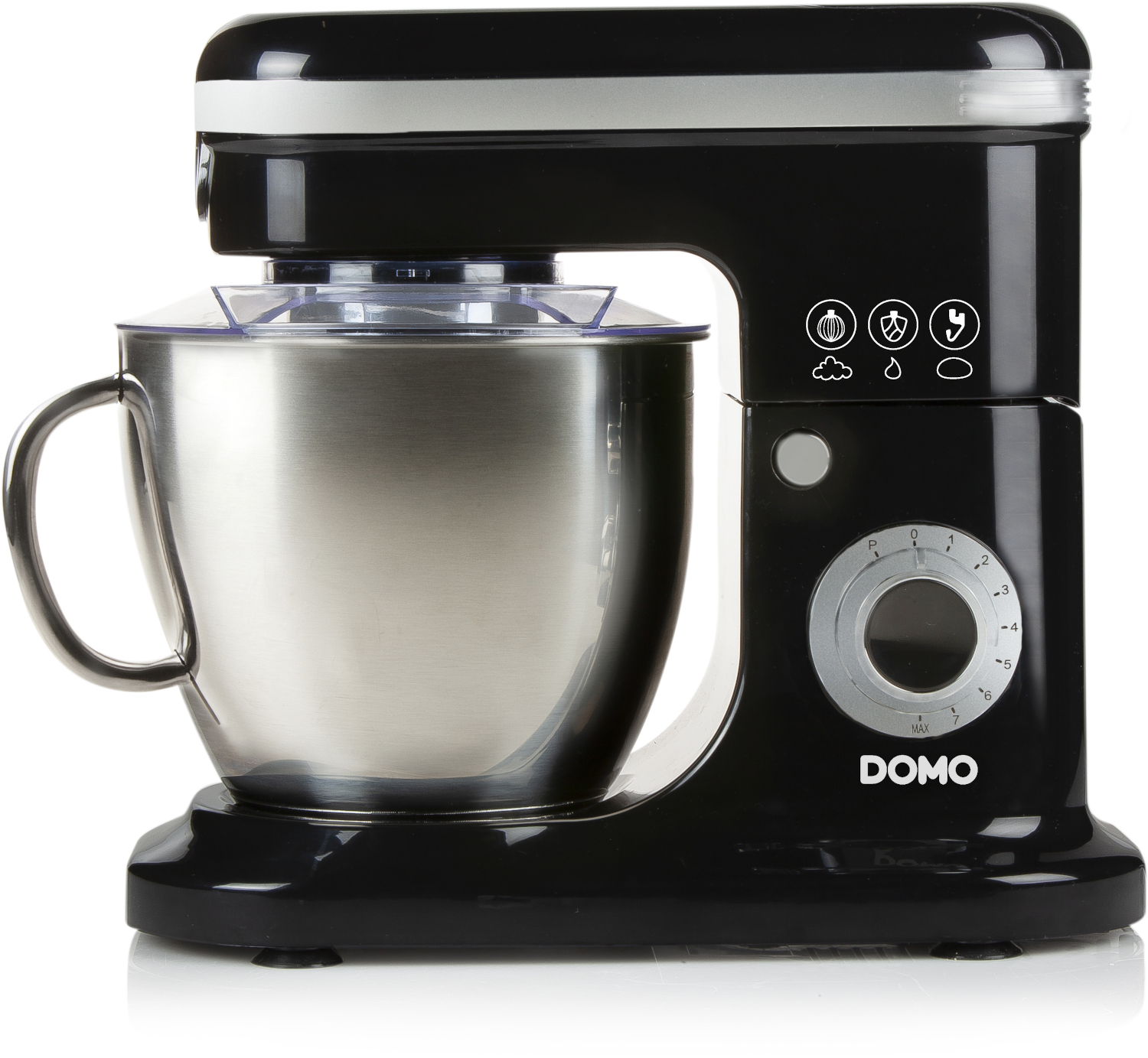 Components of a deep fryer: basket, container, control panel, and lid.