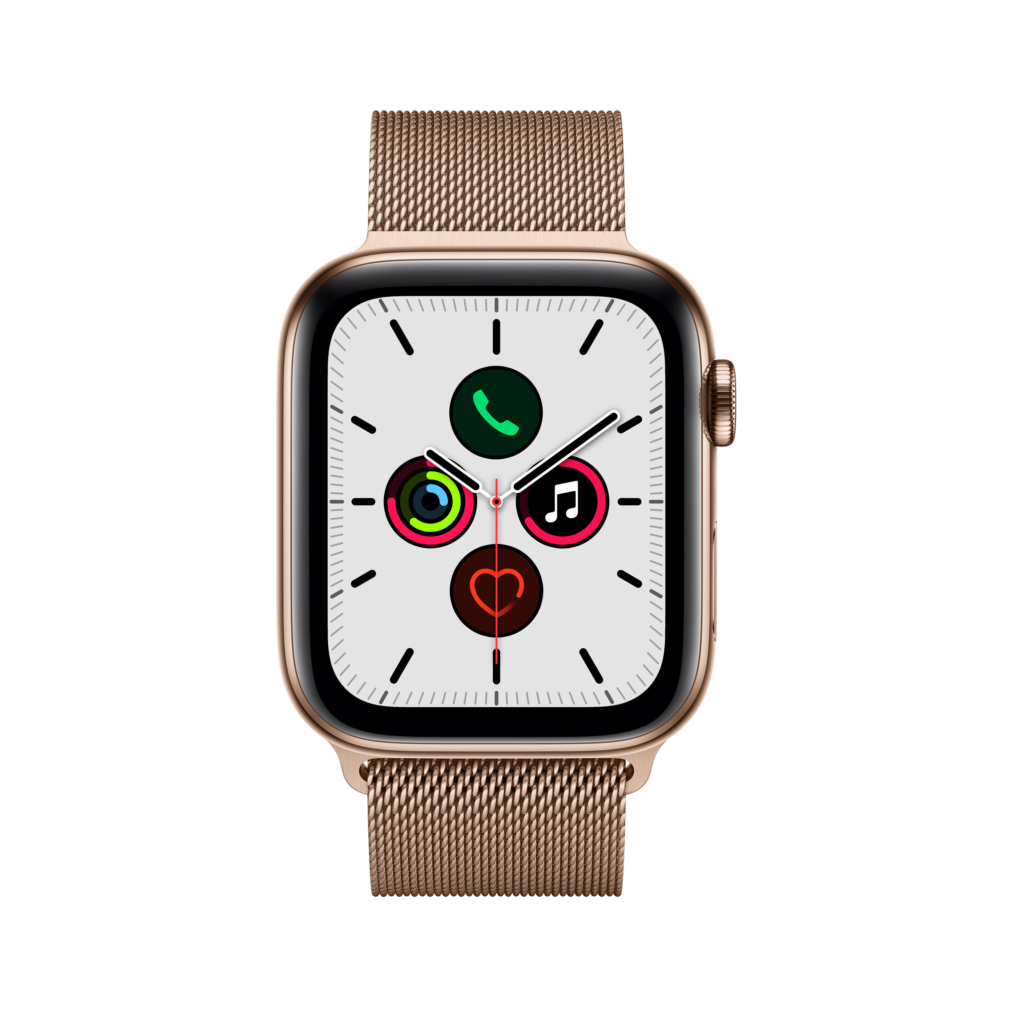 APPLE Watch Series 5 (GPS + Cellular) 44mm Smartwatch Edelstahl Edelstahl, 140 - 200 mm , Armband: Gold Milanaise, Gehäuse: Edelstahl Gold
