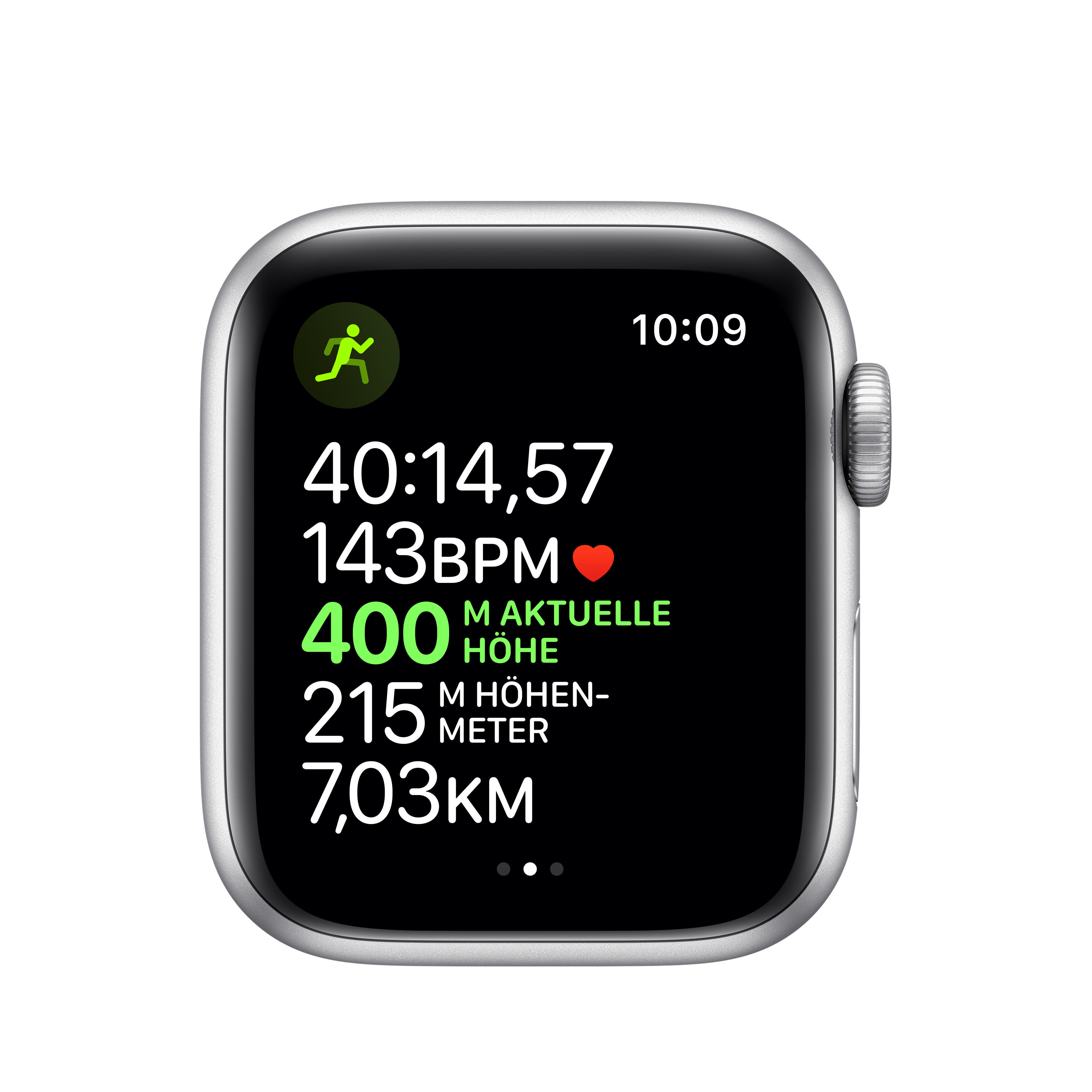 APPLE Watch Series 5 (GPS + Cellular) 40mm Smartwatch Aluminium Fluorelastomer, 130 - 200 mm, Armband: Weiß, Gehäuse: Silber
