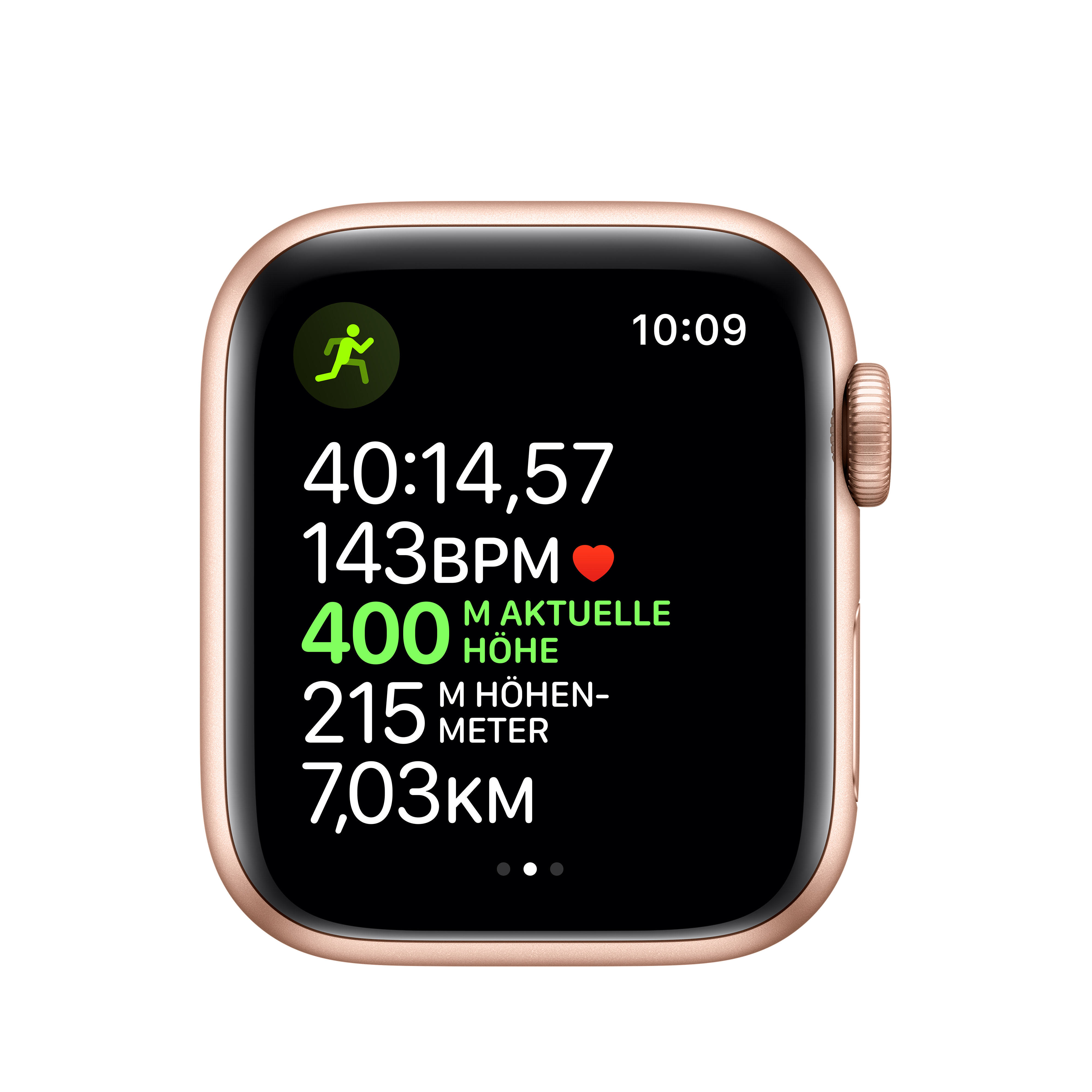 APPLE Watch Series 5 (GPS + Cellular) 40mm Smartwatch Aluminium Fluorelastomer, 130 - 200 mm, Armband: Sandrosa, Gehäuse: Gold