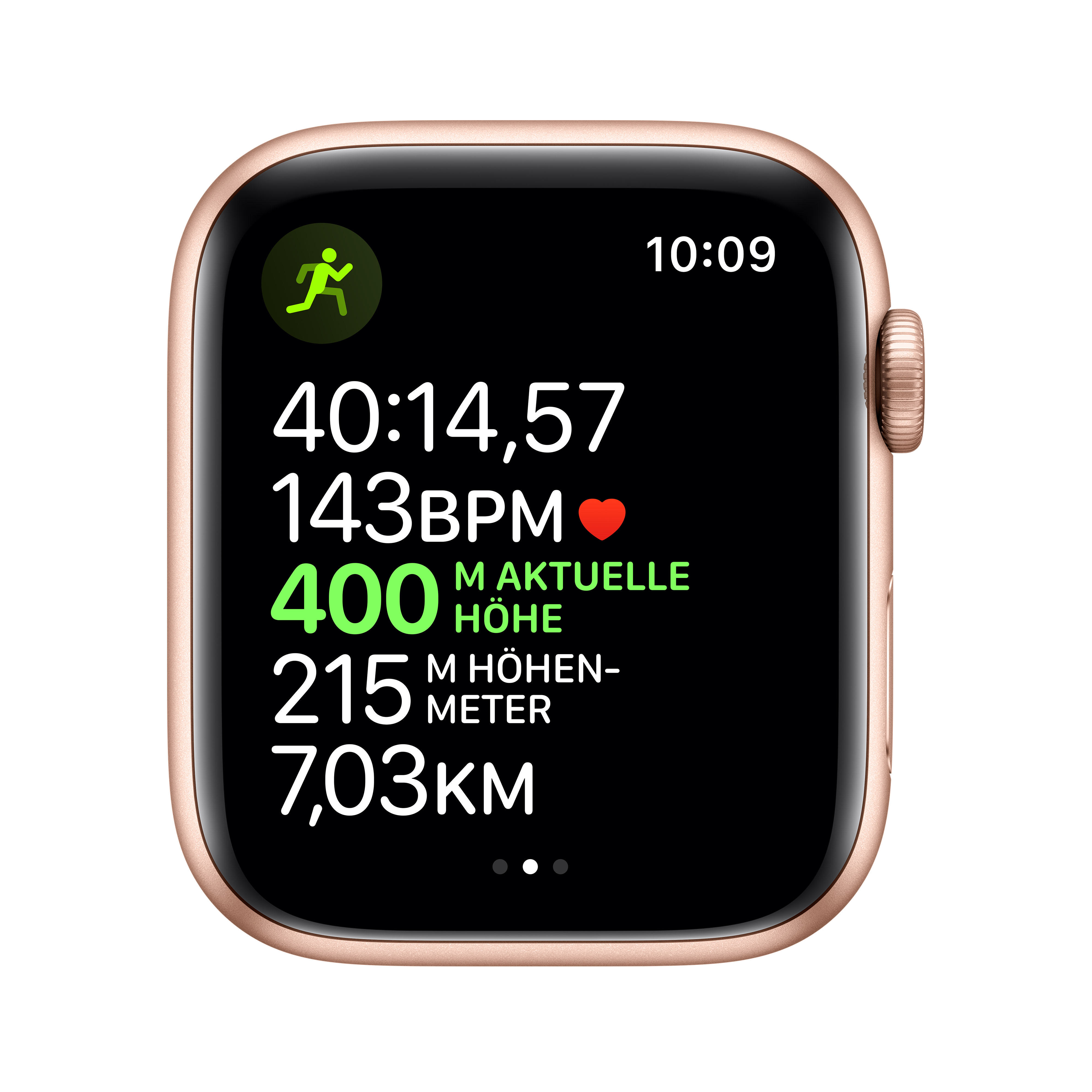APPLE Watch Series 5 (GPS + Cellular) 44mm Smartwatch Aluminium Fluorelastomer, 140 - 200 mm , Armband: Sandrosa, Gehäuse: Gold