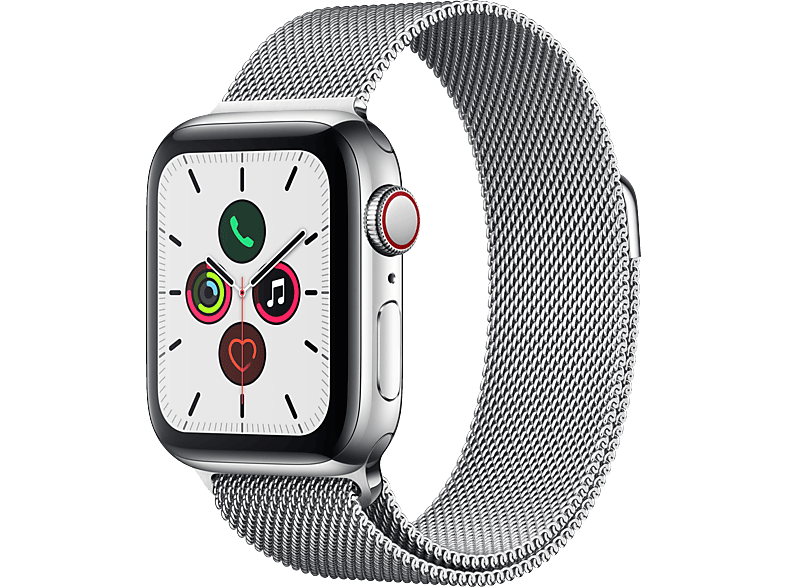 Smartwatch APPLE Watch Series 5 GPS Cellular 40mm Smartwatch Edelstahl Edelstahl 130 200 mm Armband Silber Milanaise Gehause Edelstahl MediaMarkt