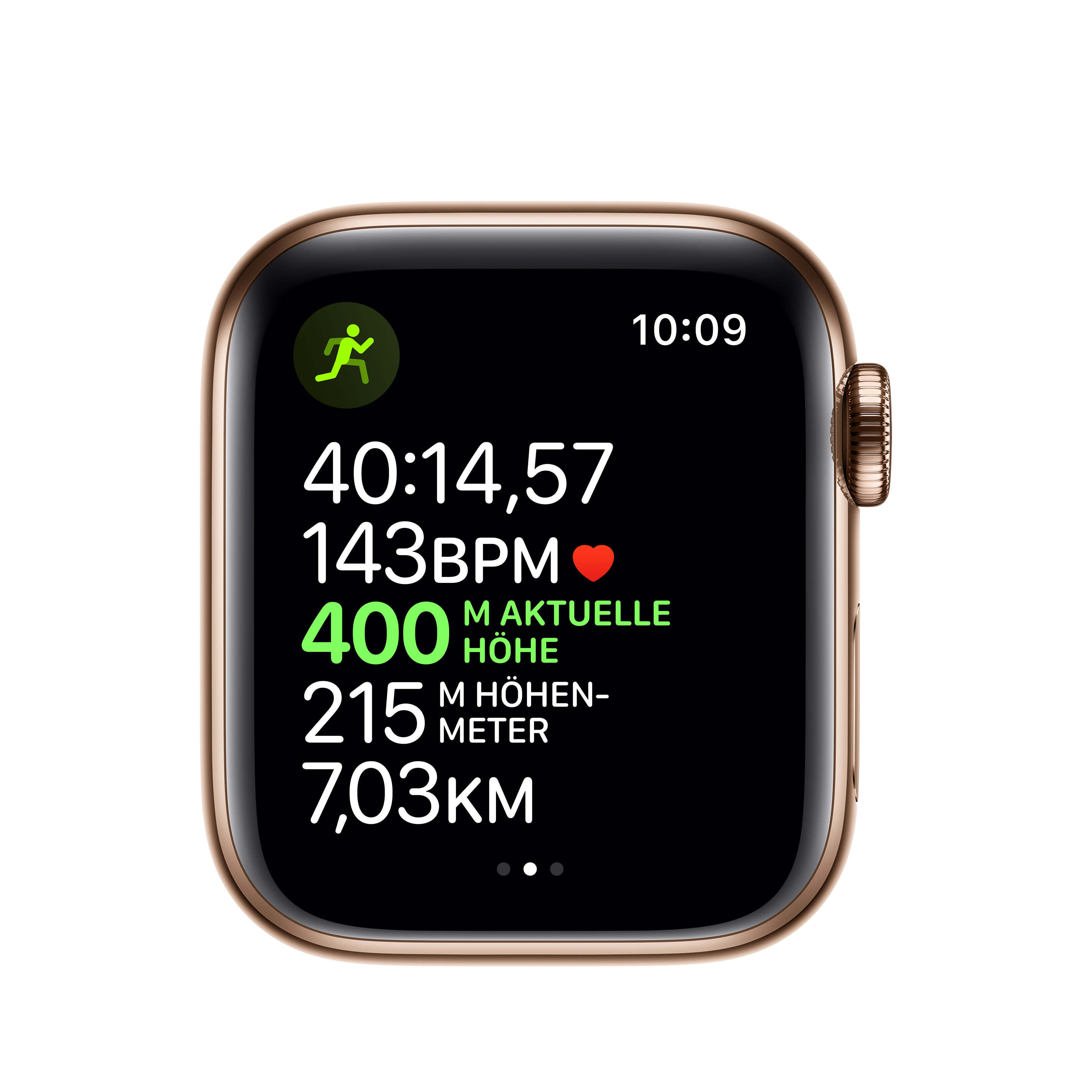 APPLE Watch Series 5 (GPS 200 Edelstahl 130 Stein, Gehäuse: Smartwatch Edelstahl + mm, - Gold Cellular) Armband: Fluorelastomer, 40mm
