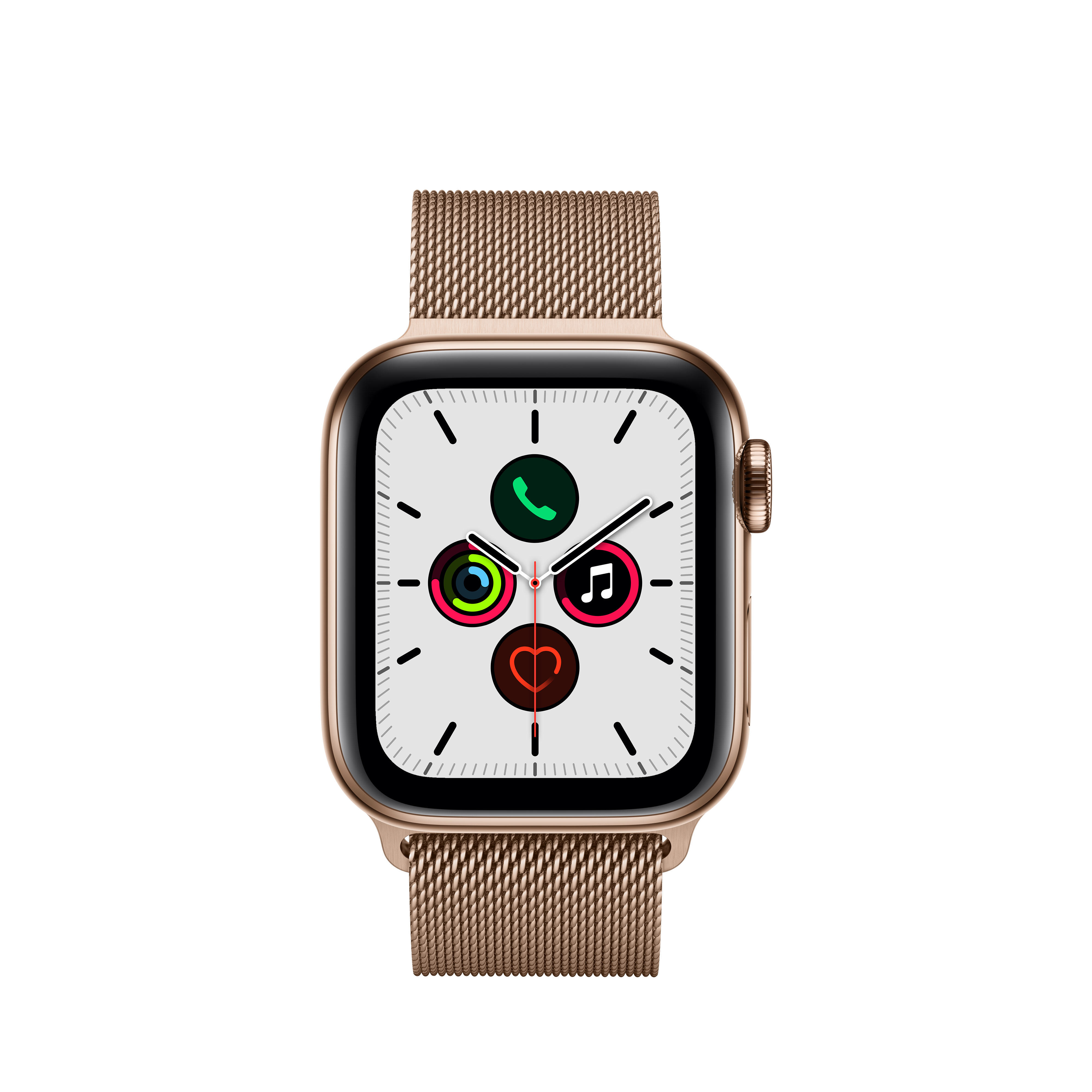 APPLE Watch Series 5 (GPS + Cellular) 40mm Smartwatch Edelstahl Edelstahl, 130 - 200 mm, Armband: Gold  Milanaise, Gehäuse: Edelstahl Gold